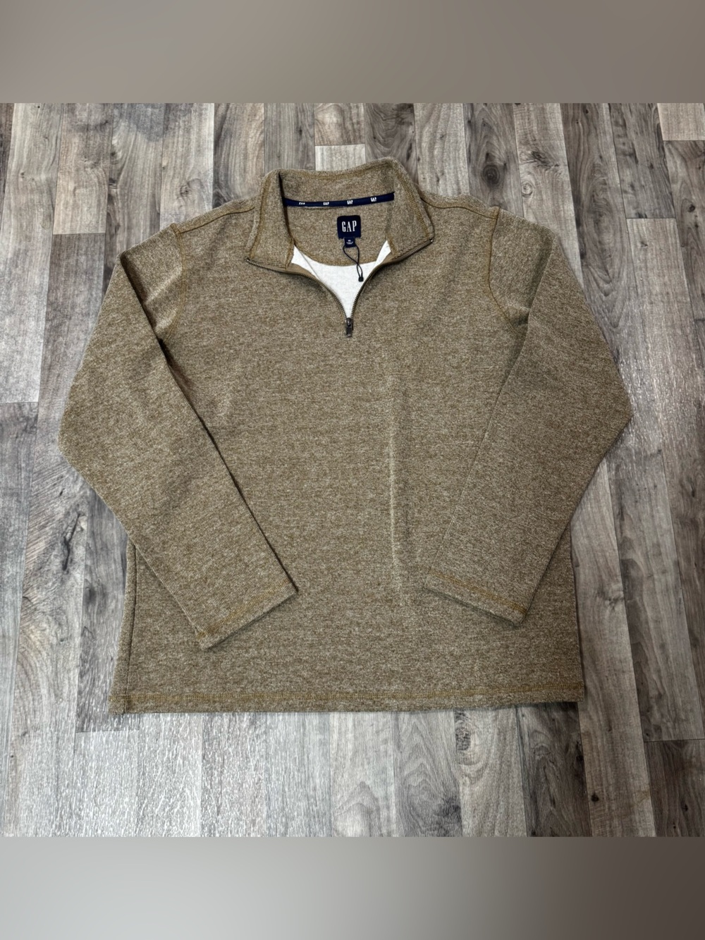 GAP XL Brown Heather Quarter Zip Pullover Sweater Mock Neck Cozy - Picture 1 of 4